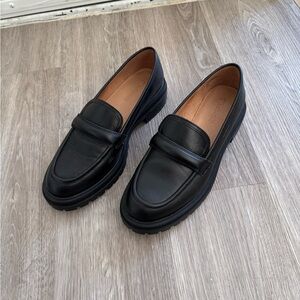 Madewell Black Leather Lugsole Loafers